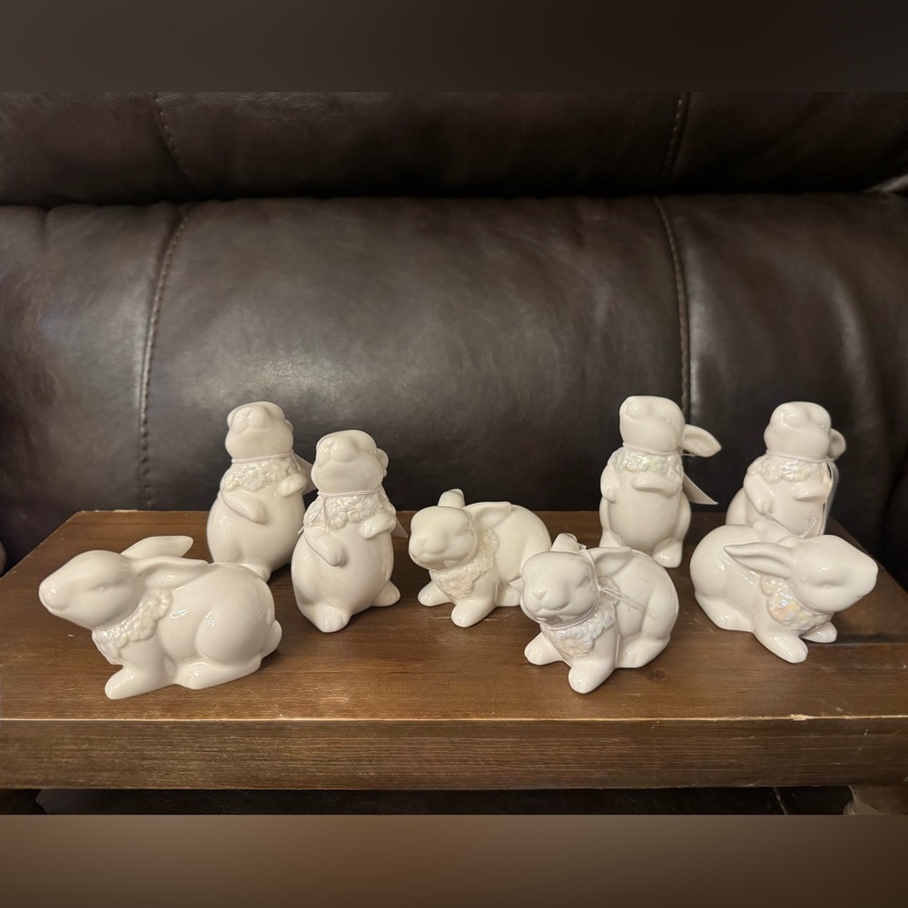 White Bunny Figurine Set - Home Accent Easter decor